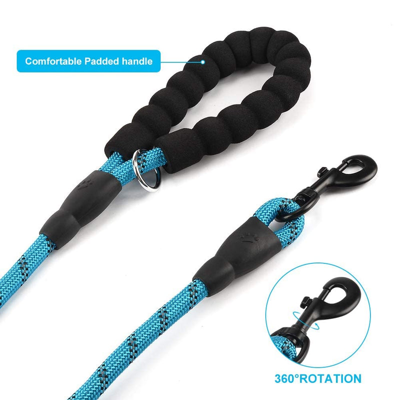 3 Pack Dog Leash 5/6 FT Strong Heavy Duty Rope Dog Leash with Comfortable Padded Handle Durable Reflective Threads for Medium Large Dogs 1/2'' x 5 FT (18~120 lbs.) 3 pack black pink blue - BeesActive Australia