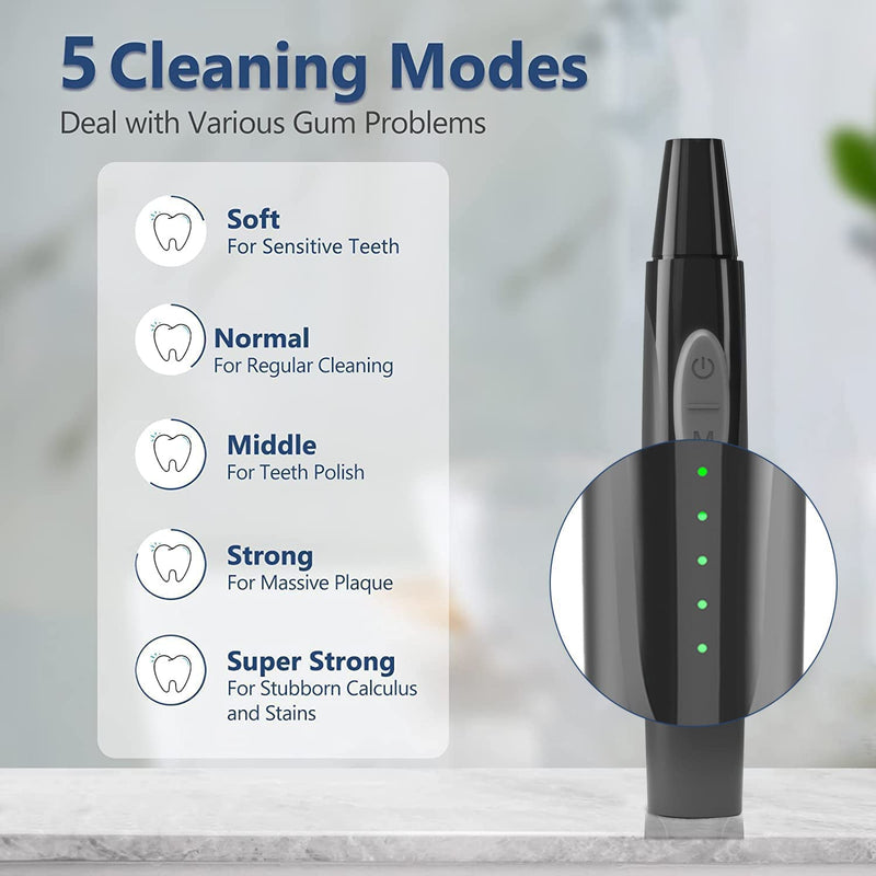 Tooth Cleaner Ultrasonic with 5 Working Modes,Teeth Cleaning Kits No Need Water Flosser with for Removal of Food Residue and Tartar - BeesActive Australia