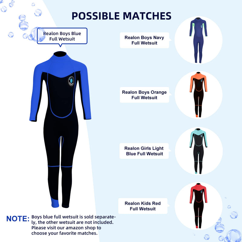 REALON Wetsuit Kids for Boys/Girls Full/Shorty Baby One Piece Wet Suit 2mm Neoprene 3t to 12t Toddler/Infant Swimsuit for Surfing Snorkeling Swimming 2mm blue full 2X-Small - BeesActive Australia