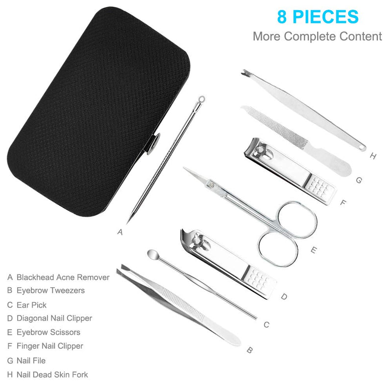 8 PCS Premium Manicure Set, Nail Clippers Set, Pedicure Kit, Stainless Steel Nail Tools with Beautiful Travel Case for Women & Men 2021 Upgraded Version, By AULLUA - BeesActive Australia