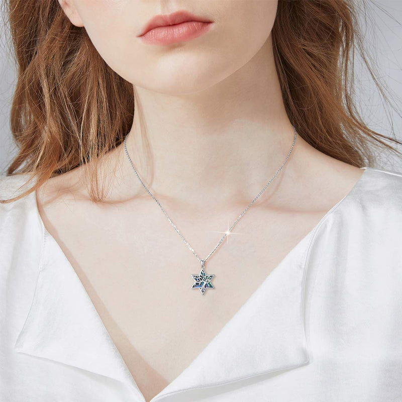 ONEFINITY Tree of Life Necklace 925 Sterling Silver Abalone Shell Celtic Knot Pendant Necklace for Women Jewelry Star of David Tree - BeesActive Australia