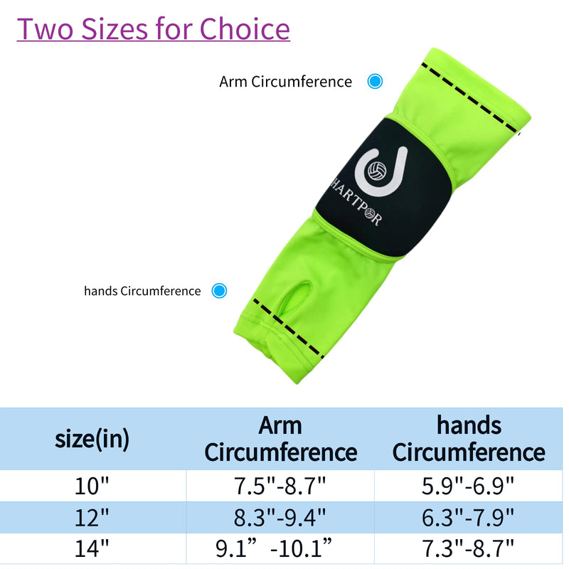 Volleyball Arm Sleeves Passing Forearm Sleeves with Protection Pad and Thumbhole for Youth Protect Arms from Sting 1 Pair Neon Green 10“ - BeesActive Australia
