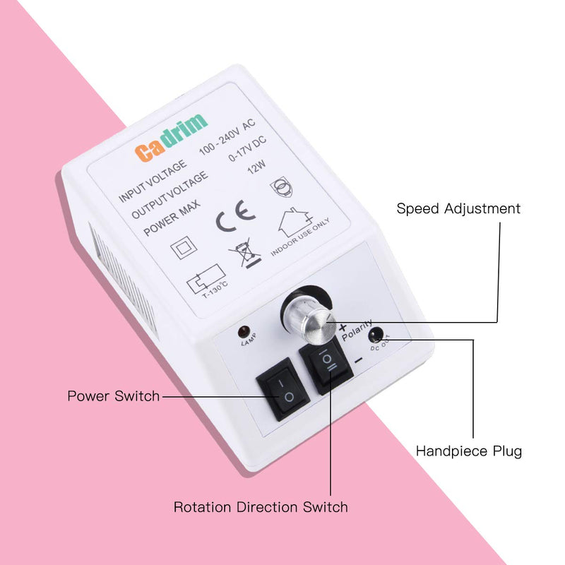 Cadrim Electric Nail Drill, Adjustable Nail File Machine Set with Sanding bands for Manicure Pedicure Acrylic Nails Gel Glazing Nail Art Polisher White - BeesActive Australia