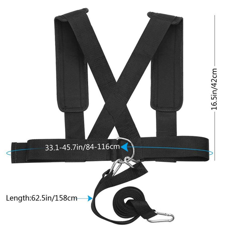 Weight Bearing Shoulder Strap, Resistance Bands Fitness Shoulder Strap Elastic Loop | Adjustable Padded Shoulder Strap, Sled Harness Tire Pulling Harness for Fitness Resistance Training Workout Black - BeesActive Australia