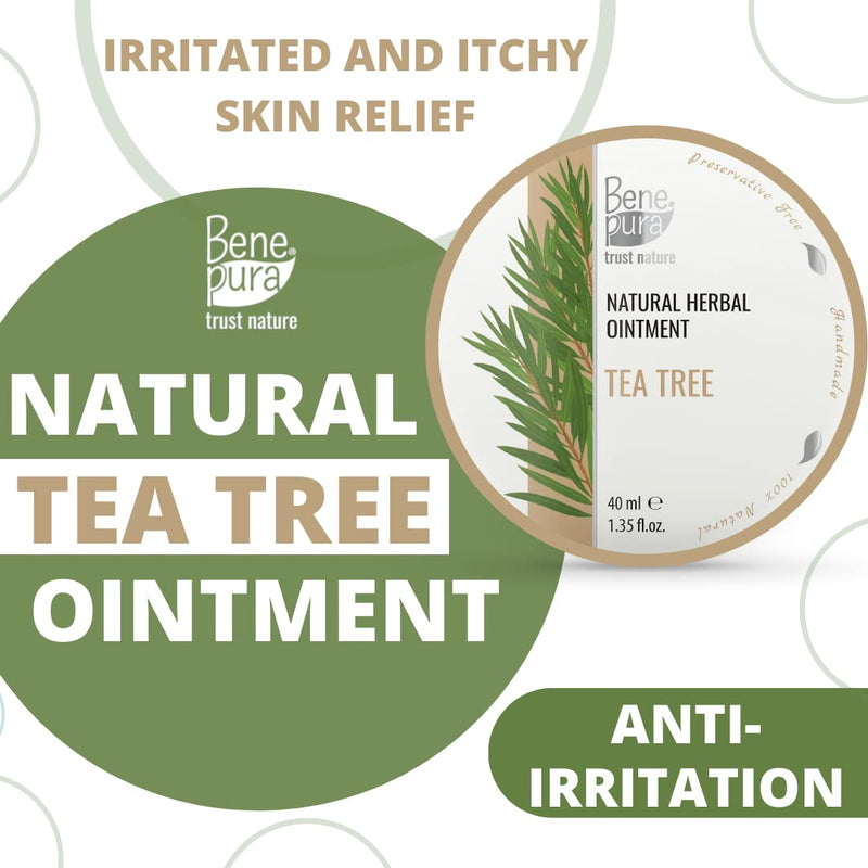 BenePura Tea Tree Cream for Eczema Itch Relief Cream - Eczema Cream for Adults - Natural Anti Itch Cream for Humans - Heat Rash Cream for Adults - Itchy Skin Cream, Dermatitis Cream, Bite Cream - 40ml - BeesActive Australia