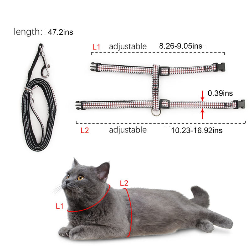 AMOGATO Reflective Kitten Harness and Leash for Walking Red Medium 1.0 cm - BeesActive Australia