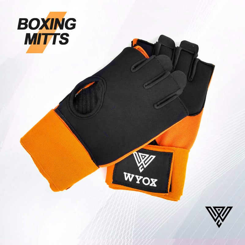 [AUSTRALIA] - WYOX Boxing Wraps MMA Gloves Inner Boxing Gloves for Women & Men - EZ-Off & On - Thick Knuckle Padding - Breathable Fabric Orange L-XL 