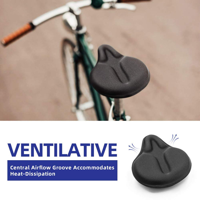 ANZOME Bike Seat Cushion, Exercise Bike Seat Cover, Wide Foam & Extra Soft Gel Bike Seat Cushion for Women Men Everyone, Fits Cruiser and Stationary Bikes, Indoor Cycling(Waterproof Case Included) Black - BeesActive Australia