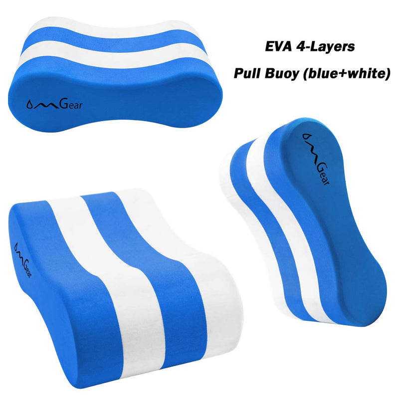 Swim Pull Buoy EVA Swimming Training Aid for Aquatic Fitness Swim Pool Gear Swimmer Adult Youth for Upper Body Strength and Water Exercise Blue&white 4 layers - BeesActive Australia