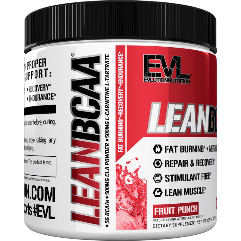 Evlution Nutrition LeanBCAA, BCAA’s, CLA and L-Carnitine, Stimulant-Free, Recover and Burn Fat, Sugar and Gluten Free, 30 Servings (Fruit Punch) - BeesActive Australia