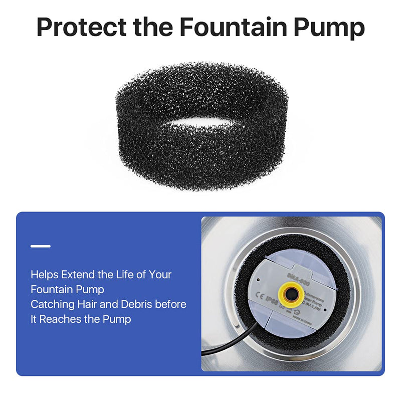 4 Packs POLAME Pre-Filter Sponges, Stainless Steel Cat Fountain Sponge Foam Filter Black, Compatible with 84oz/2.5L Pet Fountain Automatic Drinking Water Dispenser 4 filters - BeesActive Australia
