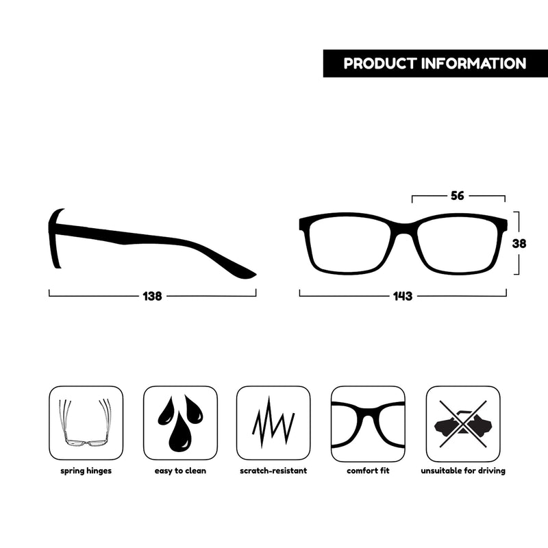 The Reading Glasses Company Black Readers Large Designer Style Mens Spring Hinges R83-1 +2.00 +2.00 Magnification - BeesActive Australia