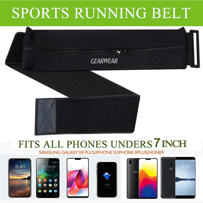 [AUSTRALIA] - GEARWEAR Waistband Running Belt for Phone Holder Runner Pocket Pouch for Wallking Fitness Jogging Workout Gym Sports Travel Exercise iPhone XR XS MAX 8 Plus Samsung S10 Black/27"-43" 