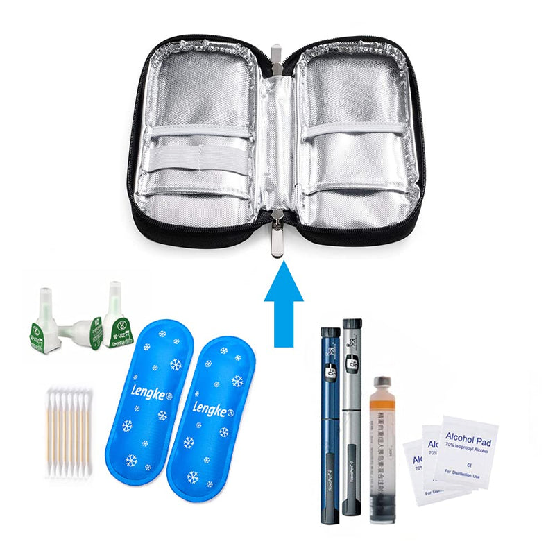 ONEGenug Insulin Travel Cooling Bag,Diabetes Medical Cool Bag Isothermal Insulin Bag with 2 ice Packs for Medication Cooler Black - BeesActive Australia