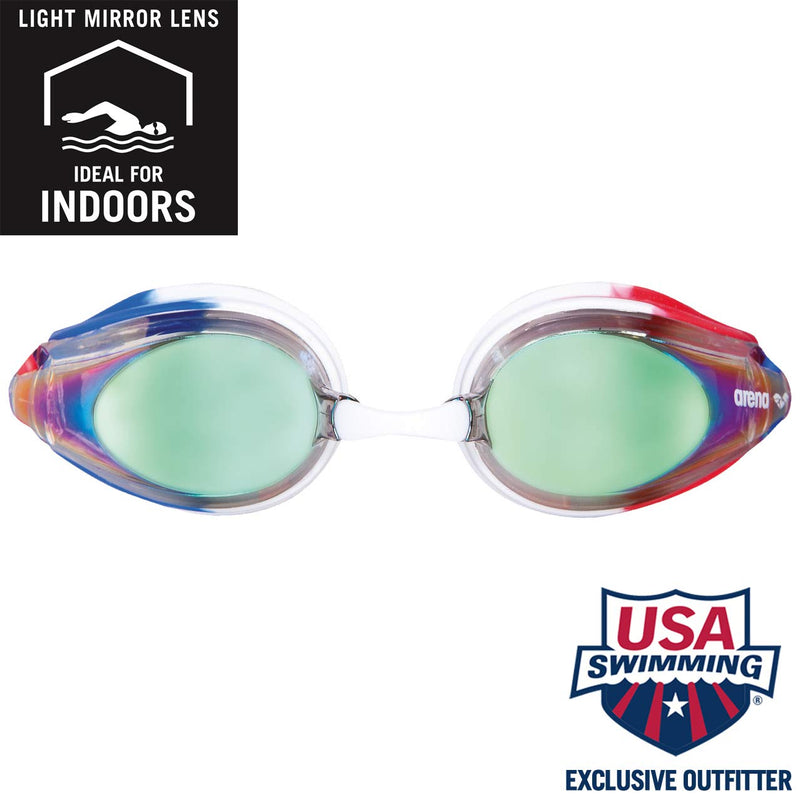 [AUSTRALIA] - Arena Tracks Jr Youth Swim Goggles Gold / Blue / Red Mirror 