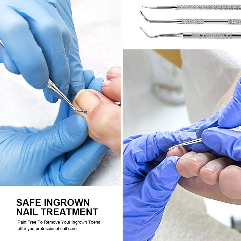 3pcs Ingrown Toenail File And Lifters, [ Upgraded ] Teenitor Professional Surgical Safe Nail Treatment Pedicure Tool Kit Under Nail Cleaner Tools Pain Relief - BeesActive Australia