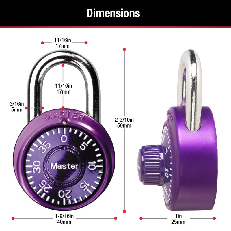 Master Lock 1533TRI Locker Lock Mini Combination Padlock, 3 Pack, Assorted Colors - BeesActive Australia