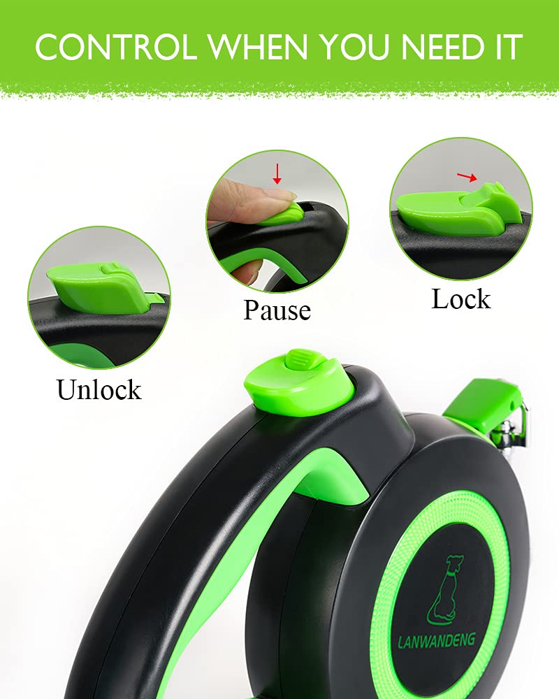 Chew Proof Retractable Dog Leash with 2 Heavy Duty Anti-Chewing Wire Ropes, 16FT Leashes 360 Tangle Free for 2 Dogs, Dual Dog Lead for Small/Medium/Large Dogs Medium Green - BeesActive Australia