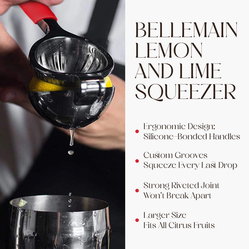 Bellemain Citrus Juicer | Metal Lemon Squeezer | Lime and Lemon Juicer Stainless Steel with Silicone Handles | Manual Juicer, Citrus Squeezer, Hand Held Juicer | Bar Juicer for Bartender Accessories - BeesActive Australia