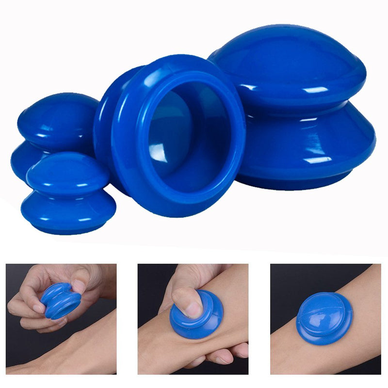 OFKPO 4PSC Different Size Suction Cupping Therapy Set Home Spa Cupping Massage Kit Rubber Cup Massage Kit For Body Massage And Pain Relief (Blue) - BeesActive Australia