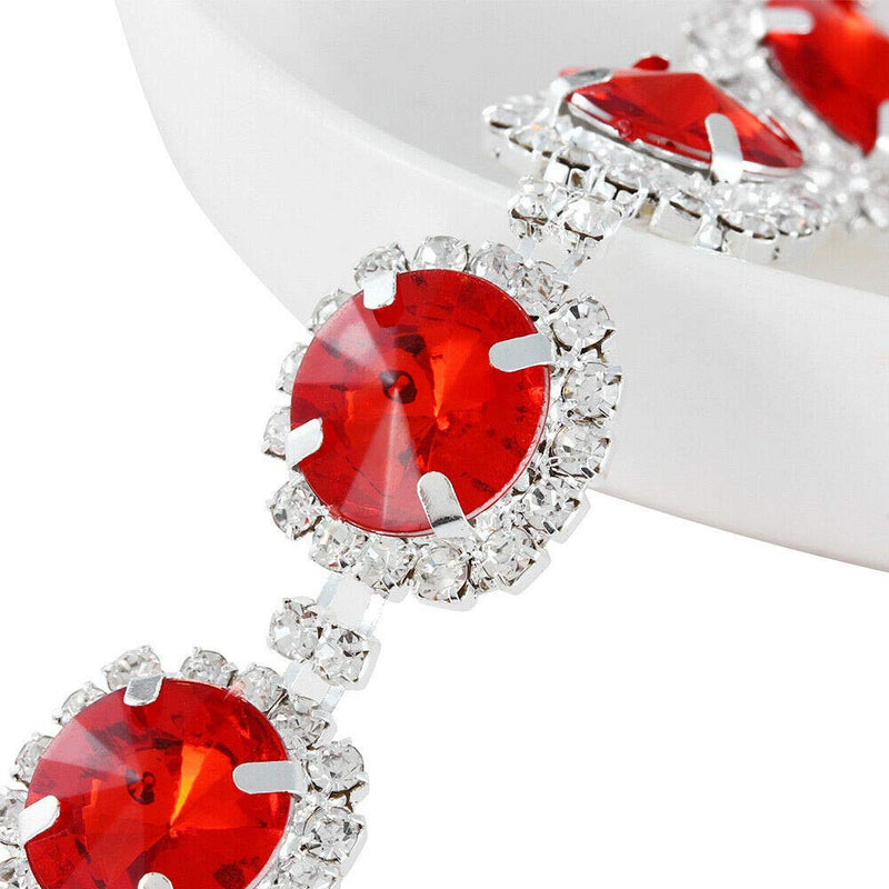 Dogs Kingdom Pet Dog Cat Crystal Collar Bling Rhinestones Party Princess Necklace Adjustable Necklace Accessories M:10-12" neck Red - BeesActive Australia