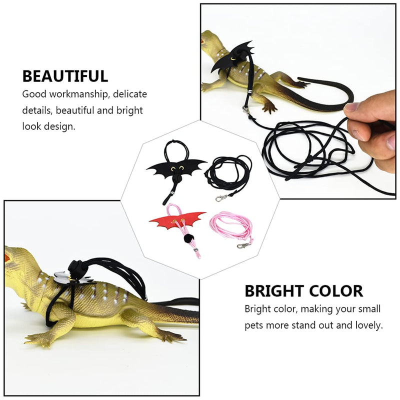 balacoo 2 Sets Bearded Dragon Harness and Leash Adjustable Leather Reptile Lizard Leash Pet Traction Belt for Amphibians and Other Small Pet Animals - BeesActive Australia