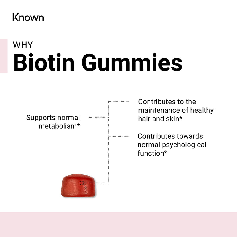 Vegan Biotin Watermelon Flavoured Gummies by Known Nutrition | for Hair, Skin and Metabolism | Watermelon Flavour | 60 Two-a-Day Vitamin Gummies | 10,000?g of Biotin per Serving (Pack of 1) - BeesActive Australia