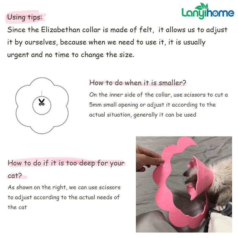 Lanyihome Cat Recovery Collar - Cute Flower Neck Cat Cones After Surgery, Adjustable Cat E Collar, Surgery Recovery Elizabethan Collars for Kitten Cats Puppy Rabbits, Pack of 2 Medium Yellow+Pink - BeesActive Australia