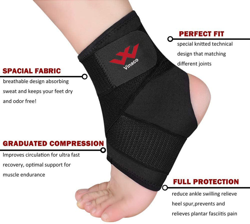 Vinaco Ankle Brace, 2 Pack Breathable & Strong Ankle Brace for Sprained Ankle, Stabilize Ligaments, Prevent Re-Injury, Ankle Braces for men/women with Adjustable Wrap, ankle support for men for volleyball Large (Pack of 2) - BeesActive Australia