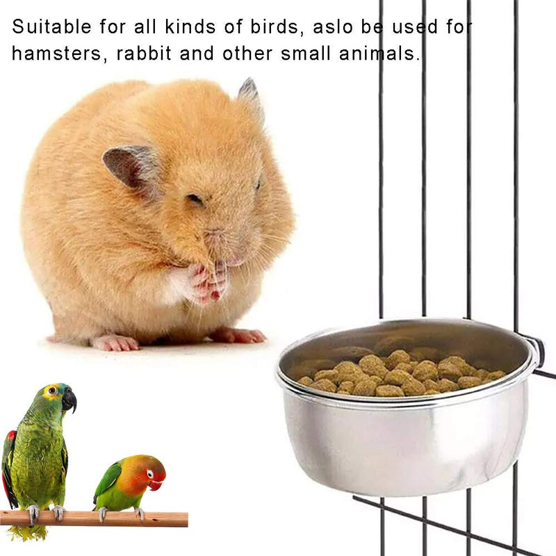 3 Pack Bird Feeder Bowl, Stainless Steel Parrot Feeding Cups with Clamp Holder, Cage Water Food Dish for Parakeet Lovebird Conure Cockatiels - BeesActive Australia