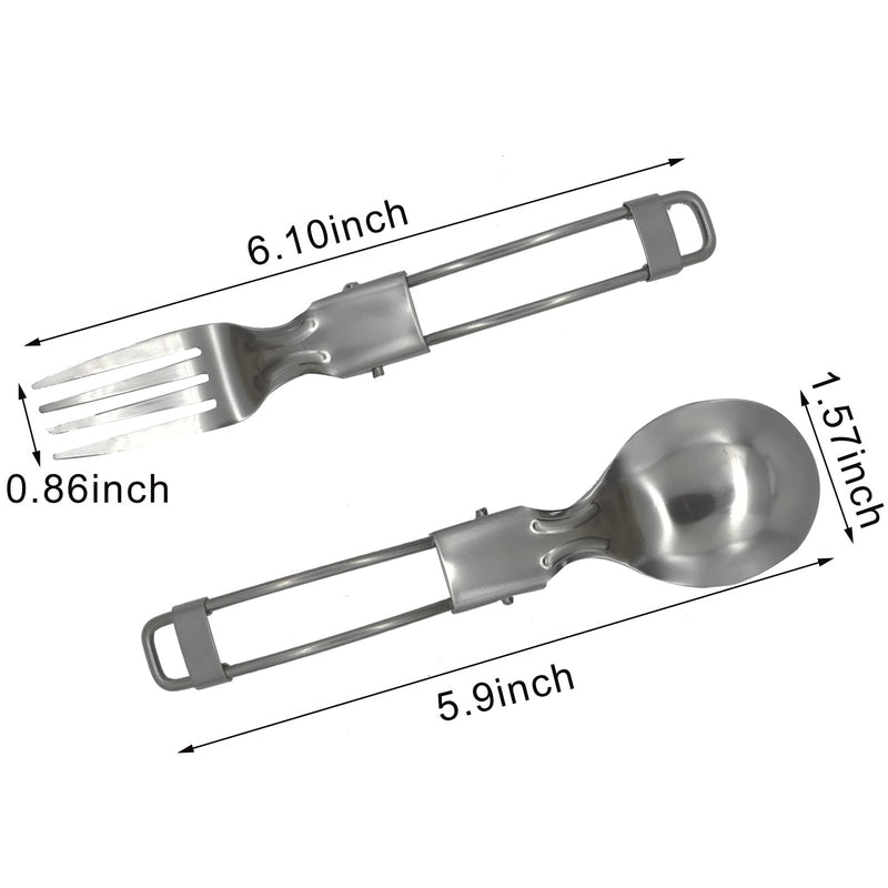 Pinenjoy 4Pcs Folding Camping Utensils Set Protable 18/10(304) Stainless Steel Flatware include Spoon Fork Knife for Picnic Travel Hiking Backpacking - BeesActive Australia