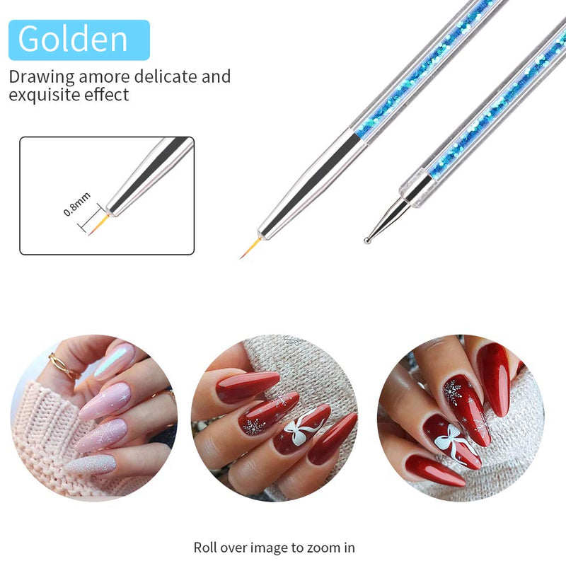 5pcs Double Ended Nail Art Brushes Point Drill Nail Dotting Drawing Painting Tools Liner for Manicure Nail Art Design Nail Art Pens Colorful - BeesActive Australia