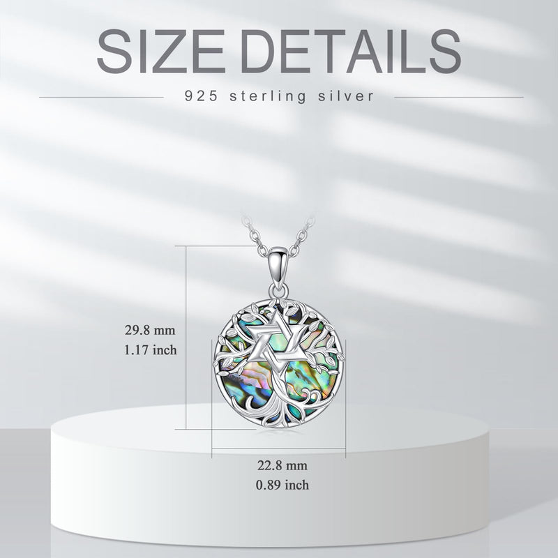 KQF Tree of Life Necklace for Women 925 Sterling Silver David Star Pendant Abalone Shell Tree Jewelry for Girls - BeesActive Australia