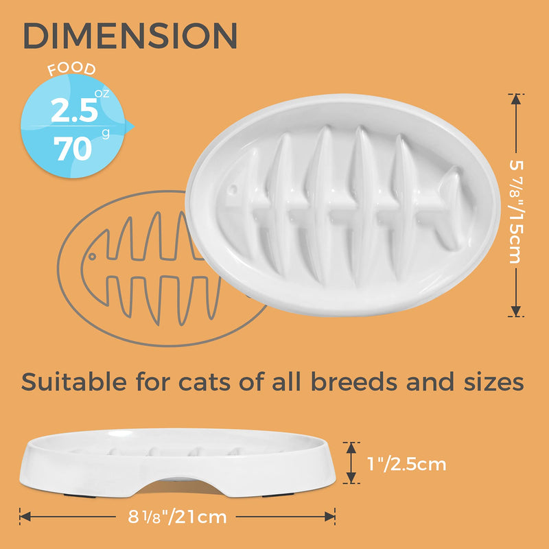 MSBC Slow Feeder Bowl, Fishbone Fun Feeder Dish for Cats and Puppies, Anti-Gulping Interactive Cat Food Bowl, Non-Slip Puzzle Pet Bowl for Slow Eating, Melamine Bowl Preventing Choking … White - BeesActive Australia