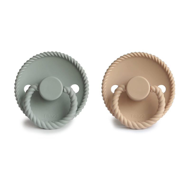 Frigg Rope SilkySoft Silicone Baby Pacifier | Made in Denmark | BPA-Free (Sage/Croissant, 6-18 Months) Sage/Croissant - BeesActive Australia