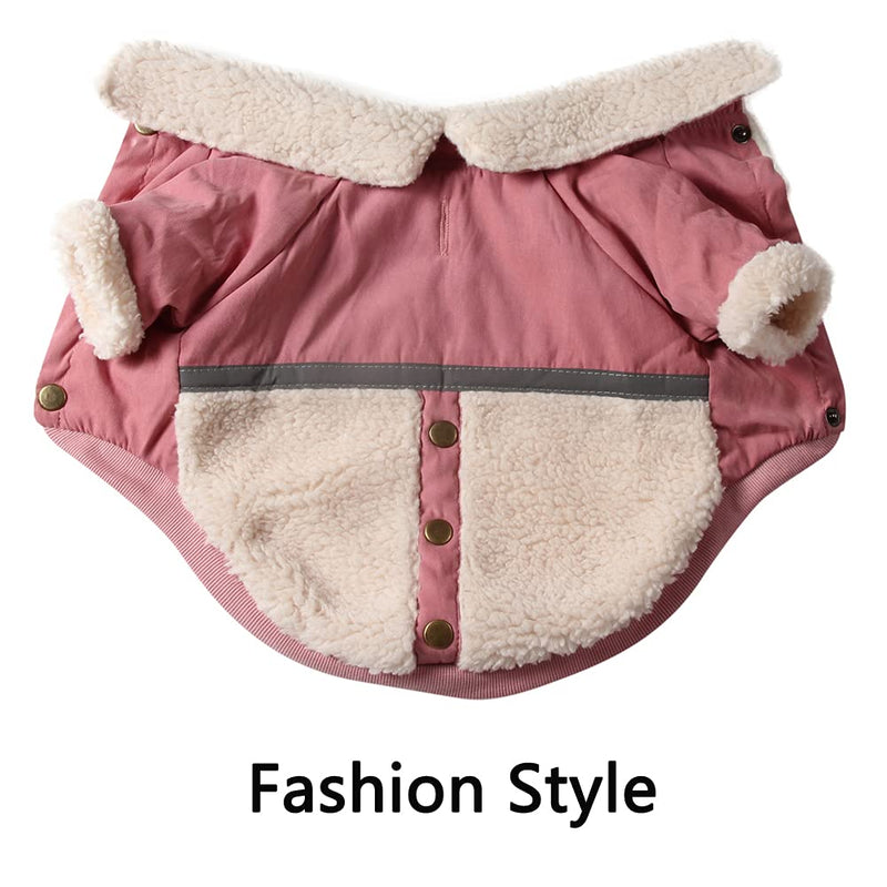 vecomfy V-Collar Dog Coats for Small Dogs Fleece Lining Warm Puppy Jacket for Cold Winter Pink - BeesActive Australia