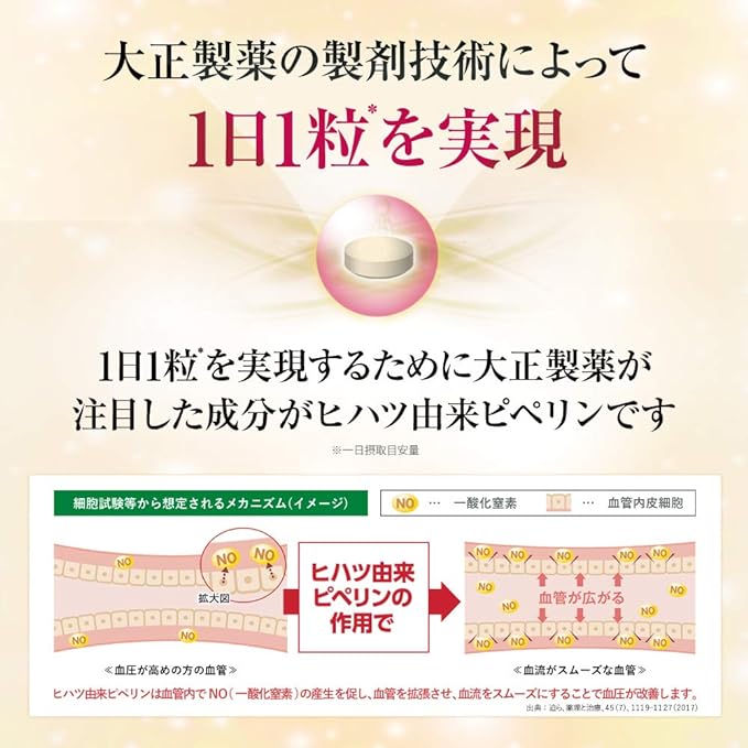 Taisho Pharmaceutical Food with High Blood Pressure, Tablets for People with High Blood Pressure, Blood Pressure Supplement, Piperine Derived from Hihatsu 1 Bag - BeesActive Australia