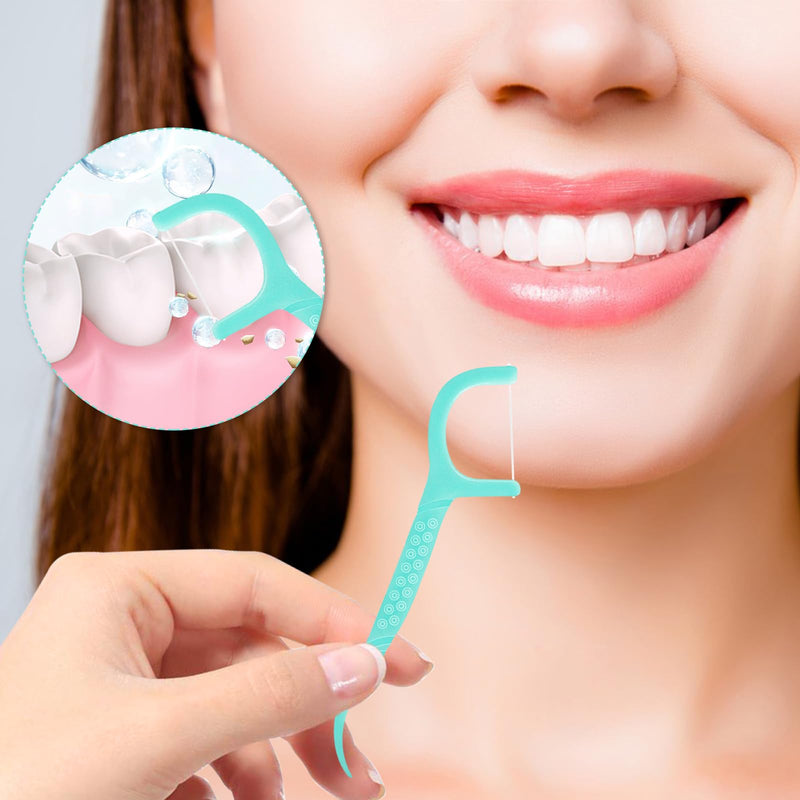 200 Pcs Floss Sticks Dental, Floss Picks Disposable Dental Floss 2 in 1 Dental Floss Toothpick,Teeth Floss Sticks for Interdental Cleaning - BeesActive Australia
