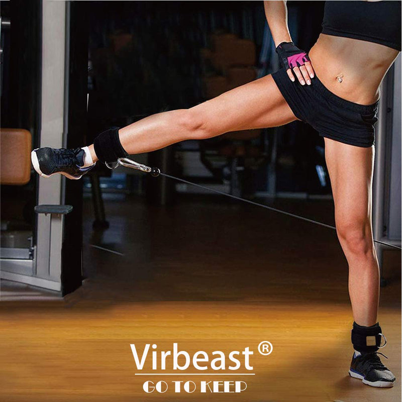 Virbeast Fitness Ankle Strap with Resistance Band Neoprene Padded Ankle Straps with Double D-Ring Black - BeesActive Australia