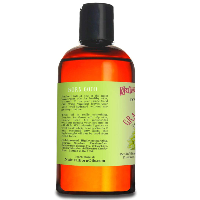 8oz Grape Seed Oil, 100% Pure and Natural, Organic, Moisturizer for Skin and Hair - Includes Pump & Flip Cap - BeesActive Australia