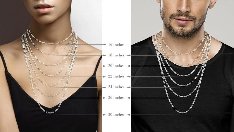 Miabella 925 Sterling Silver Italian 3mm Diamond-Cut Figaro Link Chain Necklace for Women Men, Made in Italy Length 30 Inches - BeesActive Australia