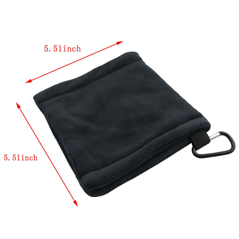 ZYAMY Golf Ball Cleaning Towel Pocket Golf Towel with Clip Sweat-Absorbent Wiping Cloth Cleaning Tool Golf Accessories, Black - BeesActive Australia