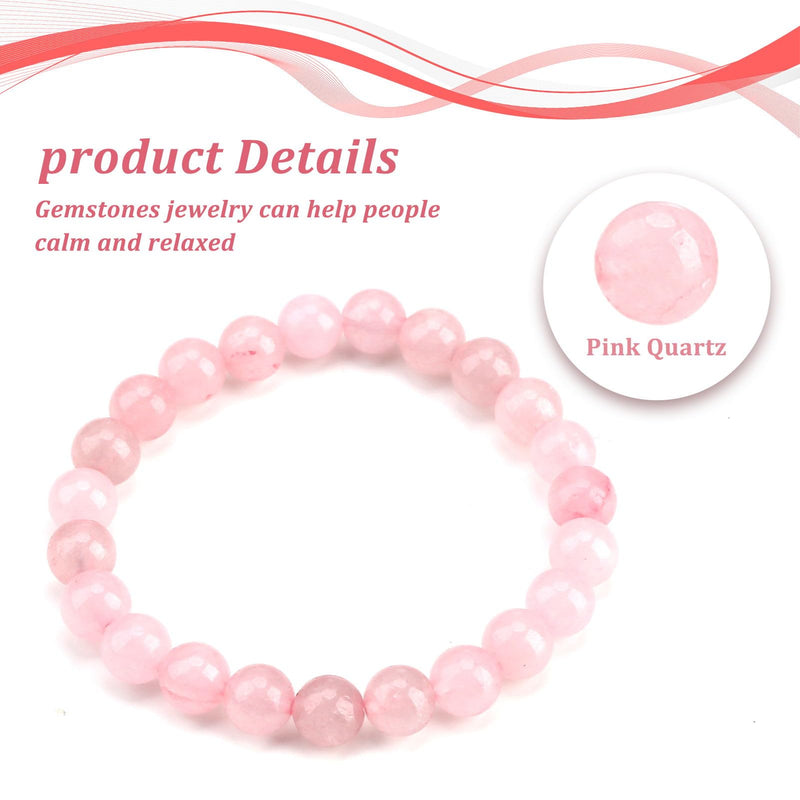 TWOBUD Rose Quartz Crystal Bracelet for Women 8mm Natural Gemstone for Healing Protection and Gifting Beaded Stretch Energy Stone Festival Accessories Birthday Christmas Gifts for Her - BeesActive Australia