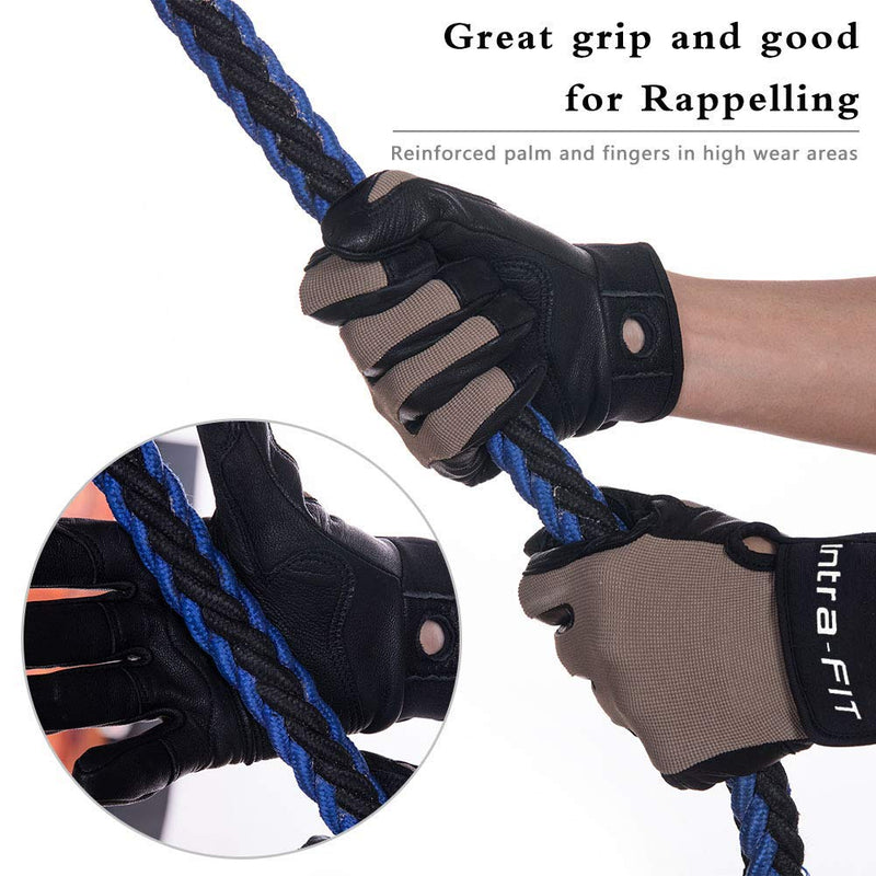 [AUSTRALIA] - Intra-FIT Climbing Gloves Rope Gloves,Perfect for Rappelling, Rescue, Rock/Tree/Wall/Mountain Climbing, Adventure, Outdoor Sports, Soft, Comfortable,Improved Dexterity, Durable Large 3357 