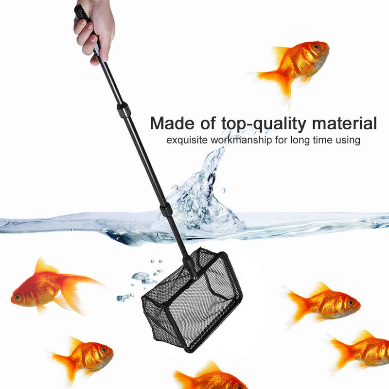 Pssopp Aquarium Fishing Landing Net Retractable Fish Tank Fishing Net Square Fish Shrimp Net Floating Objects Clean Tools for Fish Catch and Release Medium - BeesActive Australia