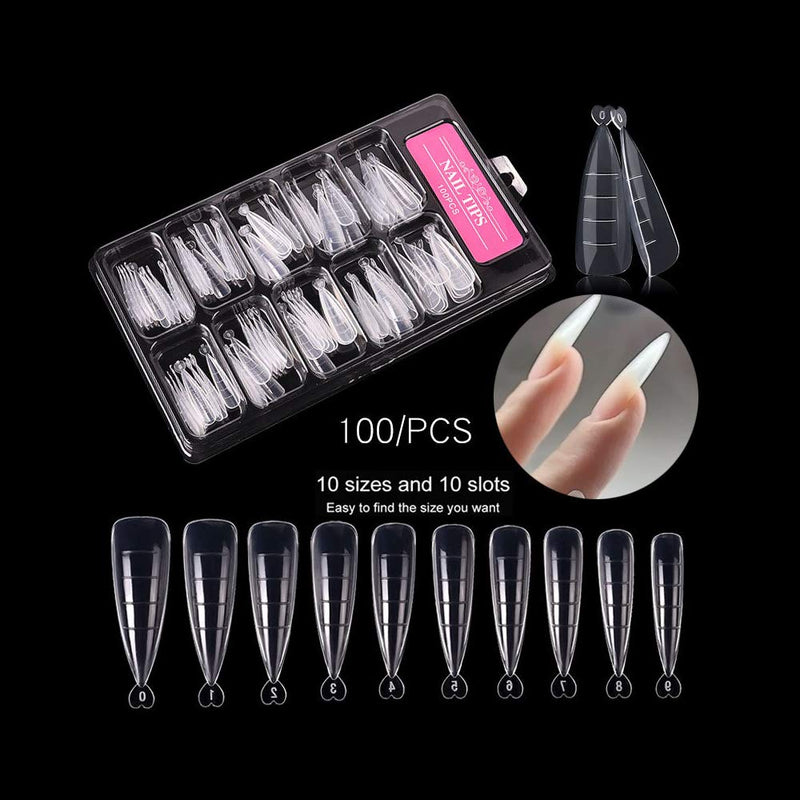 Desdemona 100 Pcs Poly Extension Gel Dual Nail Form - Builder Gel Stiletto Nail Molds False Nail Tips for Gel Manicure Nail Art Design Salon DIY at Home (Stiletto Dual Forms Set) Stiletto Dual Forms Set - BeesActive Australia