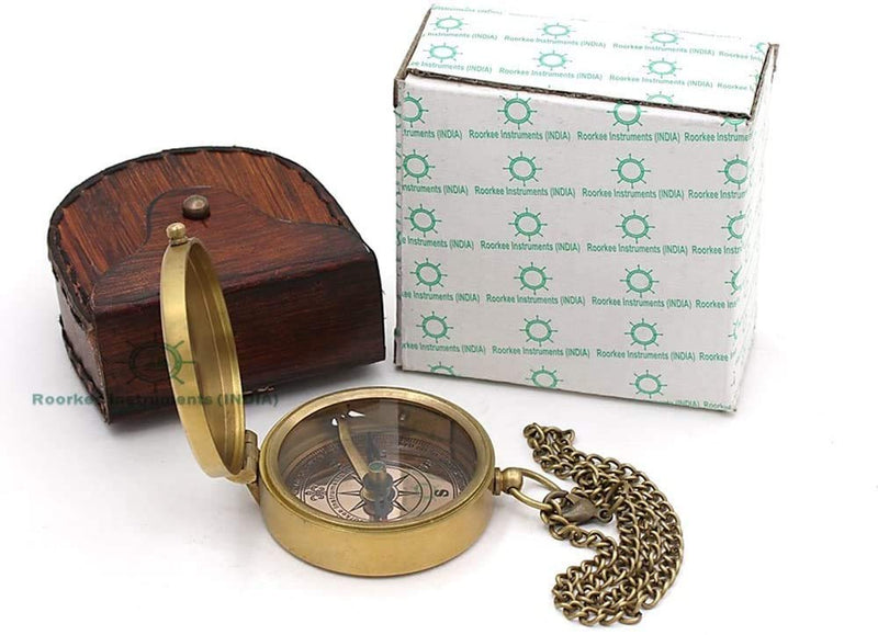 Solid Brass Directional Magnetic Compass Antique Nautical Vintage Quote Engraved, Baptism Gifts #1 "Be Strong and Courageous" - BeesActive Australia