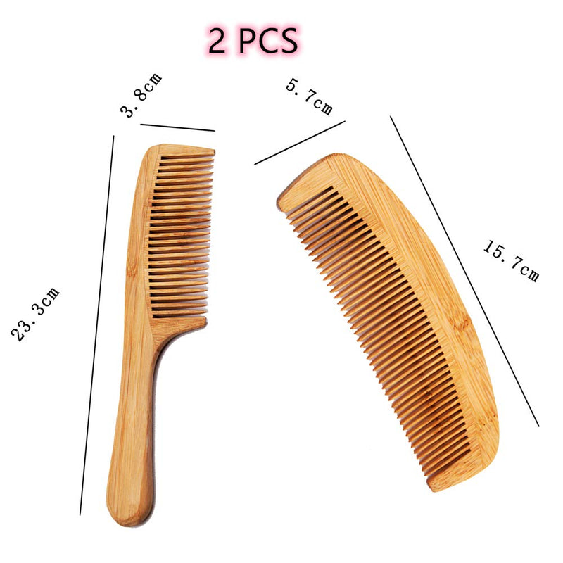 Hair Comb Wooden Salon Hairdressing Comb Curved Comb Fine Tooth Comb Set Moustache Grooming Brushes for Women Men and Girls 2 Pcs - BeesActive Australia