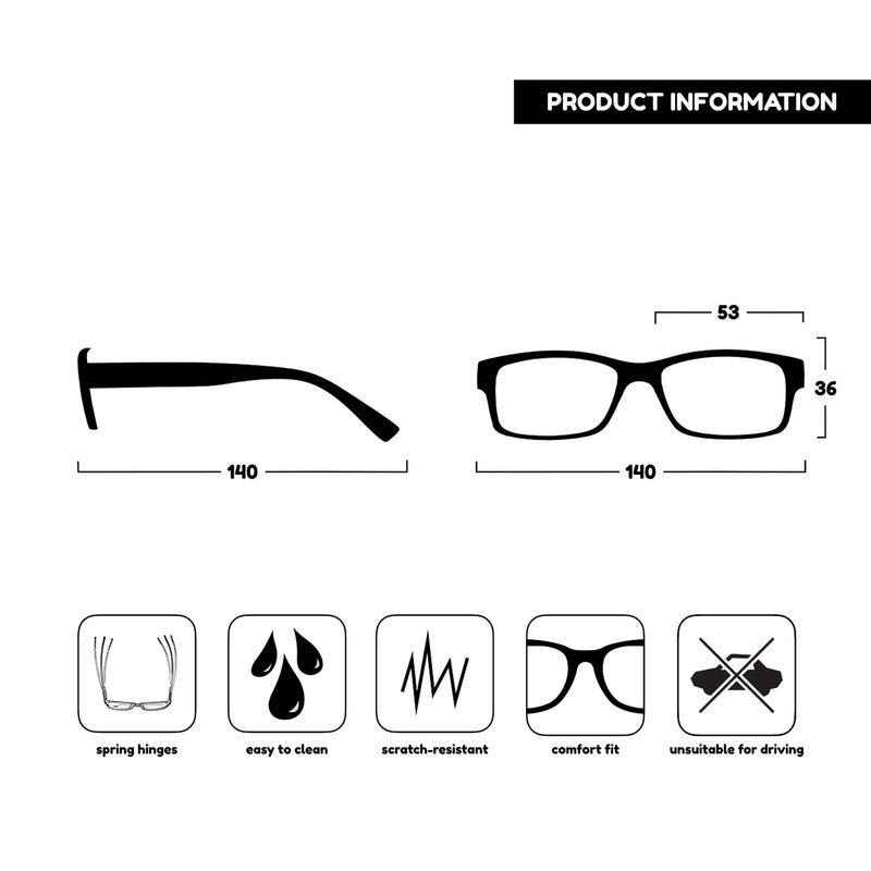 The Reading Glasses Company 3 Pack Mens Black Large Designer Style Readers Spring Hinges RRR11-1 +1.50 +1.50 Magnification (Pack of 3) - BeesActive Australia
