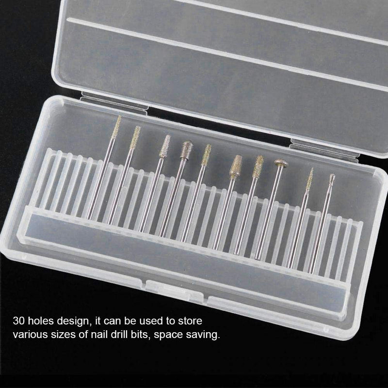 Beauty Salon Storage Box - Nail Art Drill Bits Storage Box,Storage Box Manicure Polishing Grinding Drill Bits Container Holder,Display Case Organizer with Simple Design 30 Holes - BeesActive Australia